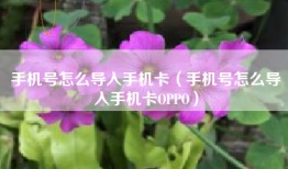 手机号怎么导入手机卡（手机号怎么导入手机卡OPPO）